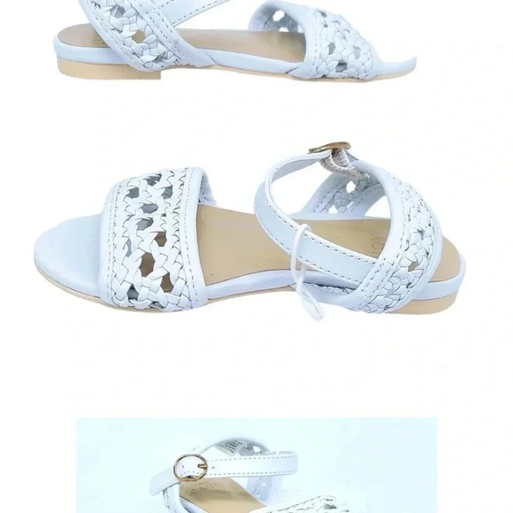 JACK AND JANIE GIRLS WHITE BASKETWEAVE SANDALS SIZE 3.5 baby - Picture 2 of 5